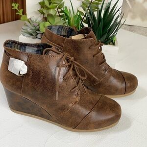 Maurices Tan Lace-Up Wedge Boots